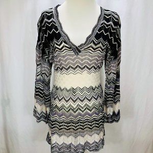 Missoni Chevron Stripe Long Lightweight Cotton Blend Sweater IT 42 Tunic M
